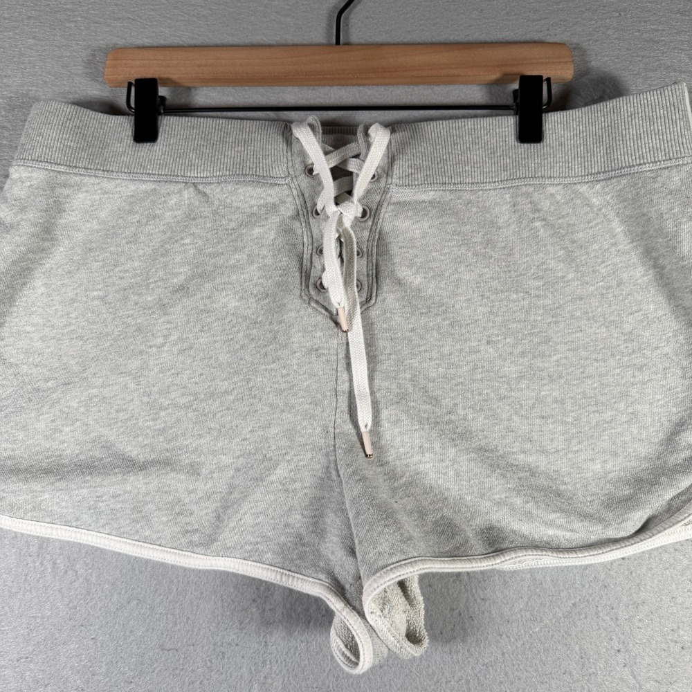 OFFLINE by Aerie Women Grey Lace Up Front French Terry Lounge Shorts XL B451N9SK